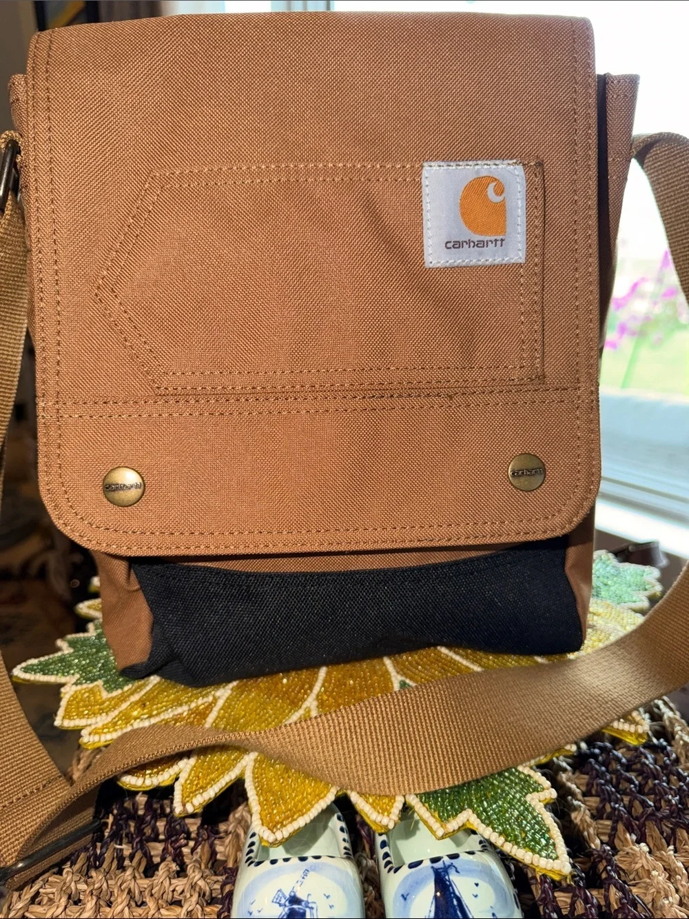 Carhartt Tan and Black Canvas Messenger Bag